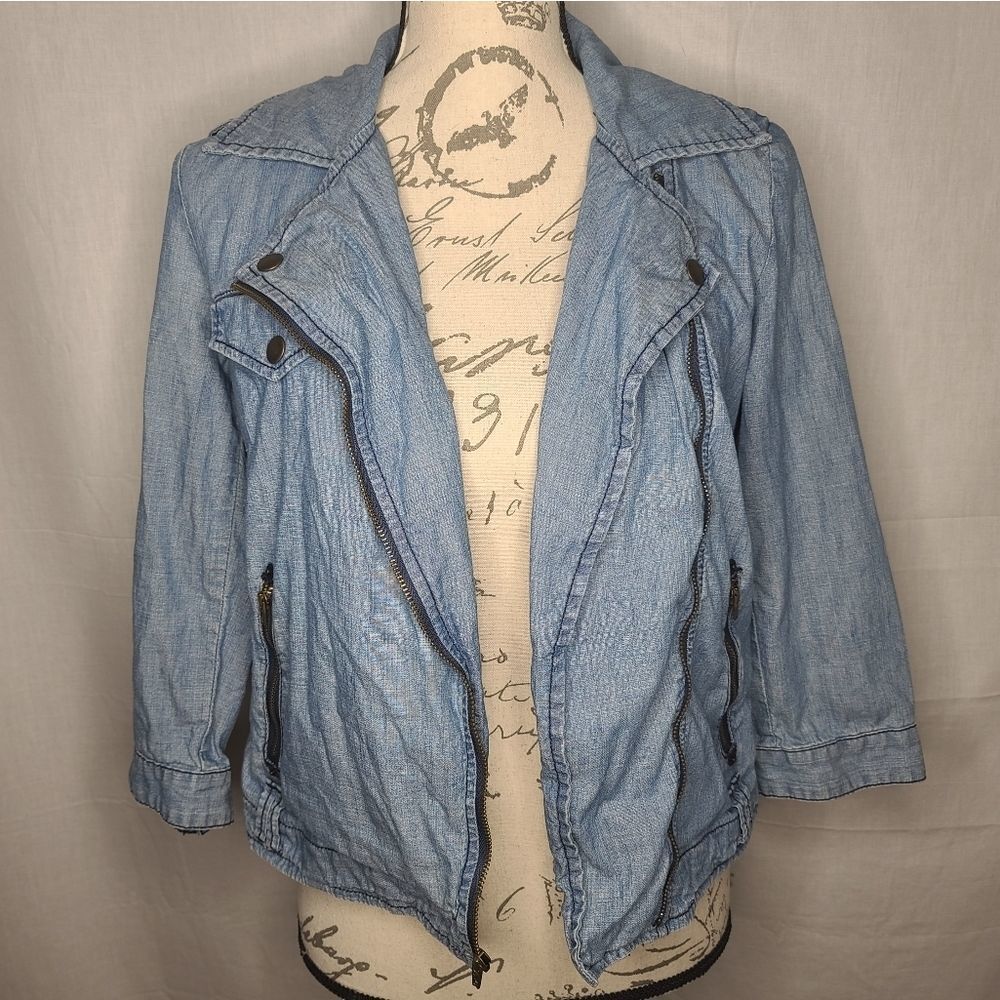 American Eagle Chambray Moto Jacket Size Medium